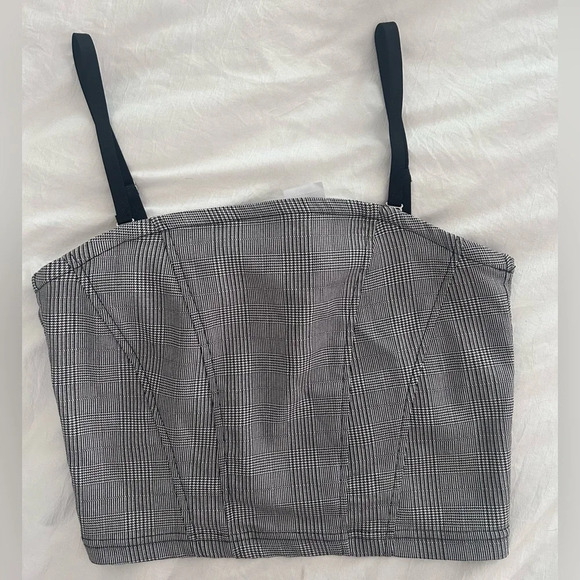 Topshop Black and White Checkered Tank Top with Removable Straps Size 2 NWT - Picture 1 of 6